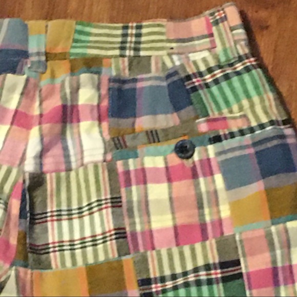 Vintage Lauren Ralph Lauren Madras Plaid Patch Shorts 0 - Picture 6 of 7